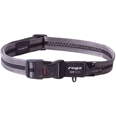 Imagen de Rogz Airtech Collar clásico para perro, talla XL, color gris platino