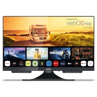 Imagen de Cello C1924WS Trav 19&quot; Pulgadas Smart 12V Camping Travel TV sin Marco Triple Sintonizador Bluetooth WebOS by LG Pitch Altavoz Disney+ Netflix Autocaravana camión Barco Made in Europe