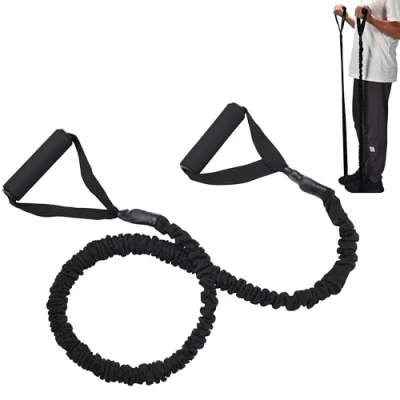 Imagen de PowrX bandas de resistencia para entrenamiento fuerza, 27 kg, banda elástica resistente con asas nailon gruesas, versátil todo el cuerpo escalada, dominadas,