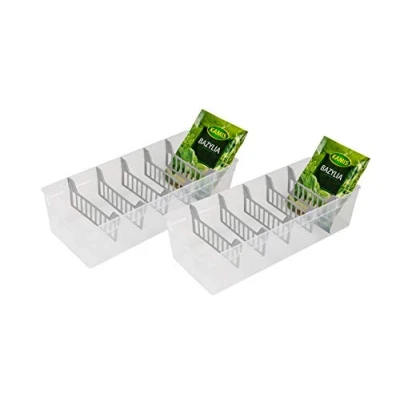 Imagen de BranQ Home essential 5901098048903 Recipiente para especias (2 unidades, plástico polipropileno, 30,7 x 11,3 8 cm), transparente