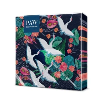 Imagen de PAW Servilletas Papel 3 Capas (33 x 33 cm) I 20 Unidades Perfecto para Cumpleaños, Fiestas, Bodas, Comuniones y Celebraciones de Colores Grullas Blancas