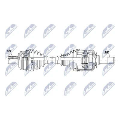 Imagen de NTY NPW ME 214 Árbol de Transmisión Eje delantero, izquierda 636mm automática