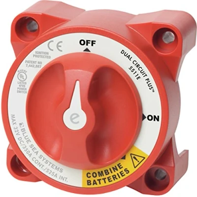 Imagen de Blue Sea Systems Interruptor BATERÍA Dos Bancos Serie E ON/Off, ND, Rojo, Talla Única