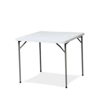Imagen de YOEVU Mesa Plegable de Plástico Capacidad para 2 4 Personas Resistente y Portátil Uso Interior Exterior Fácil Limpiar Almacenar, Blanco, 86CM