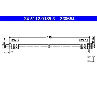 Imagen de ATE 24.5112 0185.3 Latiguillos de Freno 185 M10x1 FIAT: Stilo Hatchback, Panda I Hatchback