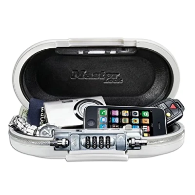Imagen de MASTER LOCK Nómada Caja de Seguridad [Combinación] [Con Cable] [Blanco] 5900EURDWHT Ideal en vacaciones, la oficina, haciendo deporte