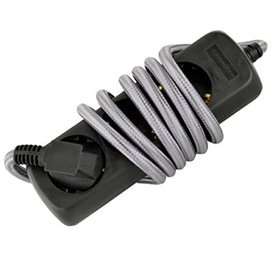 Imagen de Unitec 445689 TSD KiSi Cable de Tela Triple (1,4 m), Color, Negro/Gris, 1