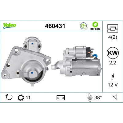Imagen de VALEO 460431 Motor de arranque 12 2,2 11 PEUGEOT: 206 Hatchback, 307 SW, 407 Berlina, CITROËN: Xsara Picasso, Berlingo II, C4 I Hatchback