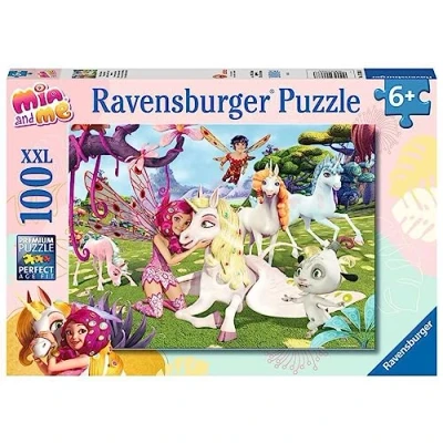 Imagen de Ravensburger Elefante, Tigre Puzle Infantil de la verdadera Amistad Unicornios 100 Piezas XXL MIA and Me Puzzle para niños a Partir 6 años, Color Amarillo (13388)
