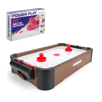 Imagen de Power Play One Air Table Game Juego de Hockey Aire Mesa, Color Negro, marrón, Rojo, 20 Pulgadas (Toyrific TY5895DB)