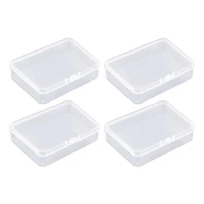 Imagen de DAZZLUXE 4 cajas cuadradas transparentes, pequeñas de almacenamiento con tapa, mini encajables, adecuadas para guardar joyas, joyas y piezas manualidades.