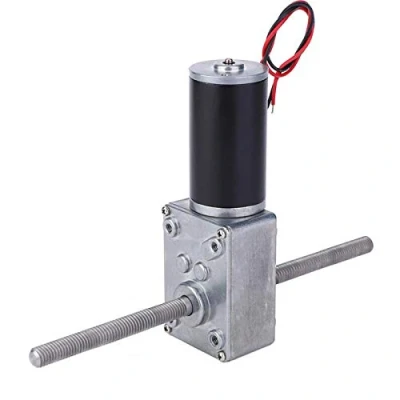 Imagen de Motor de Engranaje Helicoidal, DC 12V Eje Doble Salida M8 Rosca Derecha reducción Velocidad Del Reductor Turbina Alto Torque(Ratio 17)