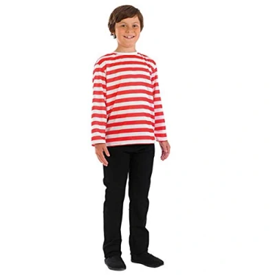Imagen de Fun Shack Disfraz Personaje De Donde Estoy Niño Y Niña, Cuento, Camiseta Rayas Rojas Blancas Niño, Carnaval Talla XL