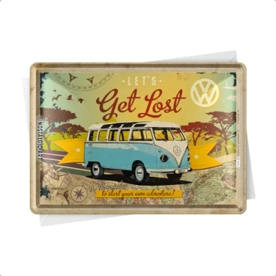 Imagen de Nostalgic Art 10223 Volkswagen VW Bulli/Let&#039;s Get Lost, Blechpostkarte, 10 x 14 CM