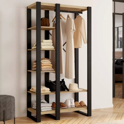 Imagen de IDMarket Vestidor armario estante Onyx madera y negro