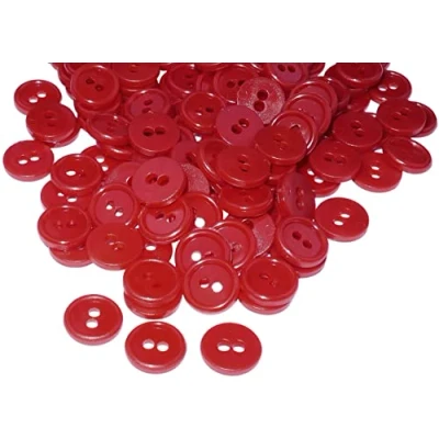 Imagen de AERZETIX C56316 Juego de 100 Botones redondos para costura Ø11.5x2.2mm con 2 agujeros diámetro apertura 2mm color rojo en plástico decoración mercería moda