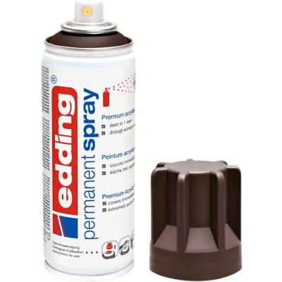 Imagen de edding 5200 spray permanente chocolate mate 200 ml pintura acrílica para pintar y decorar vidrio, metal, madera, cerámica, plástico, lienzo aerosol, acrílico, de