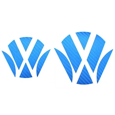 Imagen de Emblema esquinas de Finest Folia Carbon azul delantera + trasera VW Golf 7 VII GTI GTD R Turbo Logo