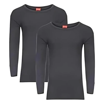 Imagen de Paquete de 2 camisetas térmicas manga larga para hombre, ropa interior cálida, capa base, tallas S, M, L, XL, XXL, gris oscuro, XXL
