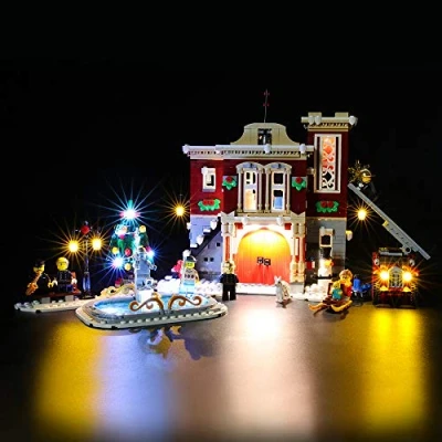 Imagen de BRIKSMAX Kit de Iluminación Led para Lego Creator Parque Bomberos navideño,Compatible con Ladrillos Construcción Modelo 10263, Juego Legos no Incluido