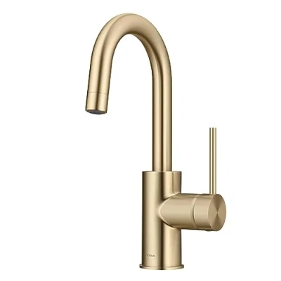 Imagen de KRAUS Oletto KPF 2600SFACB Grifo de barra cocina una sola manija con montaje superior QuickDock en bronce champán antiguo sin manchas