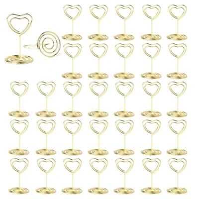 Imagen de MisFun 30 Piezas Soporte Tarjetas Mesa Boda, Memo Clip, Marcasitios Fotos, Titular del Número de Mesa, para Boda Fotos Oficina Banquetes Fiesta(Forma Corazón)