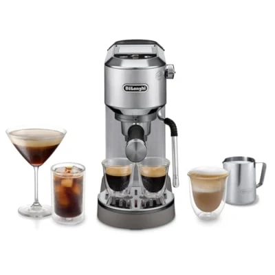 Imagen de De&#039;Longhi Dedica Duo EC890.M, Máquina Café Barista con Bomba, Espresso y Cold Brew, Manual Varilla Vapor LatteArt, 15cm Ancho, 2 Espresso, Pantalla Táctil, Taza hasta 13 cm, Metal