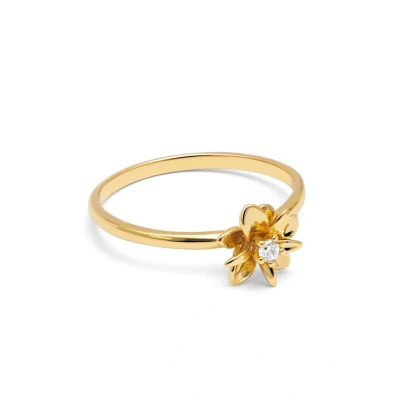 Imagen de SINGULARU Anillo Gardenia. Latón con Baño en Oro de 18 Kt y Circonita. Joyas Para Mujer. Talla 16.