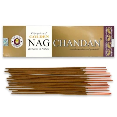 Imagen de Varillas de Incienso Vijayshree Golden Nag Chandan 100 g 5 Paquetes 20 (70 90 Varillas) Aromaterapia Meditación Yoga Packaging EcoFriendly