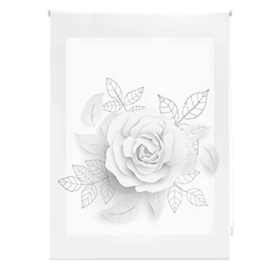Imagen de Blindecor Flores Estor Enrollable Translúcido con Estampado Impresión Digital Modelo Rose 130 x 180 cm (ancho por alto) Tamaño de la Tela 127 175 Estores para Ventanas