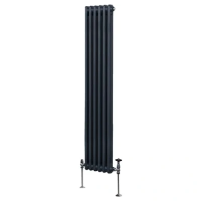 Imagen de Radiador Tradicional Vertical de 2 columnas 1800mm x 292mm Gris Antracita Acero Montado en pared Kit fijación y soportes + Cepillo limpieza GRATIS Calefacción estufa calefactor