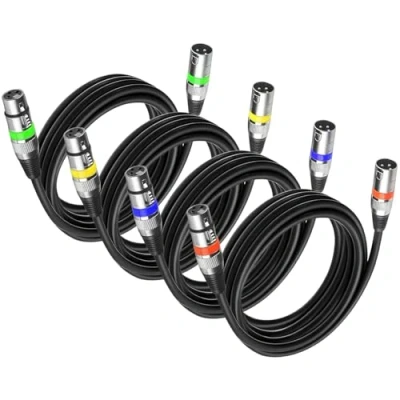 Imagen de 4Pack Cable Dmx 3m para Luces Xlr Macho Hembra 3 Pines Micrófono Xlr, Alargador Canon Cables de Cabeza Movil Focos Escenario, Conexiones Mesa Mezclas Microfono