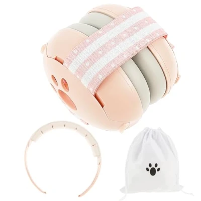 Imagen de protección auditiva para bebé, auriculares 2 en 1 contra el ruido, con diadema ajustable y acolchada, orejeras niños de hasta 48 meses, adecuados dormir, viajar