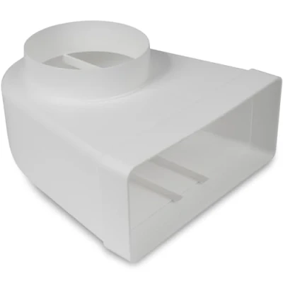 Imagen de Repa Market 90 grados 220 x mm sobre Ø125 Conector de conducto plano rectangular para conexión tubo redondo clima, ventilación, calefacción, refrigeración.