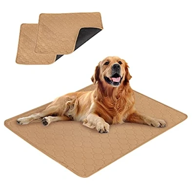 Imagen de Eastlion Empapadores para Perros,Almohadilla de Entrenamiento Lavable y Reutilizable,Alfombra Perros Superabsorbente,Almohadillas Cachorro Apto Gatos(2 Piezas 60x45cm) S Beige