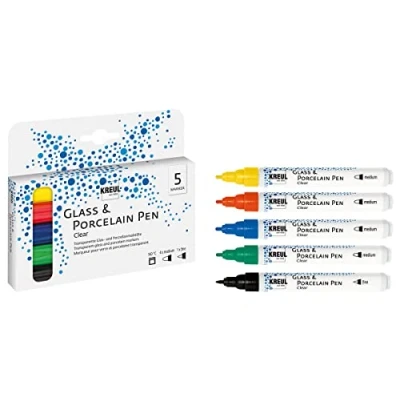 Imagen de KREUL Hobby line, Pluma de Cristal, 5 unidades, (amarillo, azul, rojo, verde y negro), (42650)