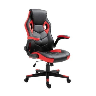 Imagen de CLP Silla Gamer Omis En Simil Cuero &amp; Base con 5 Ruedas I De Ordenador Ajustable Altura, Color:Negro/Rojo