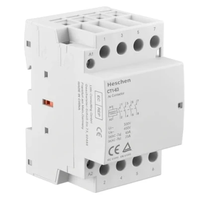 Imagen de Heschen Contactor de CA del hogar, CT1 63, 4 polos cuatro normalmente abiertos, AC 220V/230V Voltaje la bobina, 35 mm Montaje en riel DIN