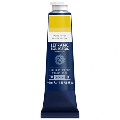 Imagen de Lefranc Bourgeois 301757 Pintura al óleo fina de calidad, resistente a la luz y consistencia uniforme, tubo 40 ml, ideal para lienzos tableros pintura, Amarillo medio