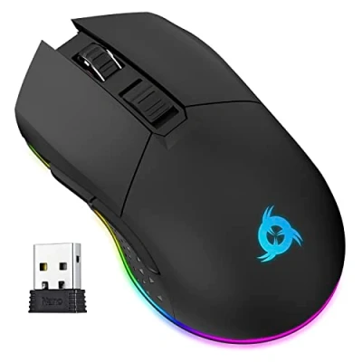 Imagen de KLIM Blaze Ratón inalámbrico RGB Novedad Recargable Sensor de Alta precisión con batería Larga duración 6000 dpi Ajustable PC Mac PS4 PS5 Modos e inalámbricos (Rosa)