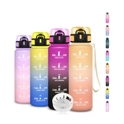 Imagen de Botella Agua 500ml, de Agua, Cantimplora Infantil con Filtro, Fácil Limpiar, Marca Tiempo, a Prueba Fugas, para Escuela, Niños, Deportes, Gym, Bicicleta, Running