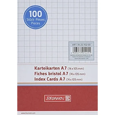 Imagen de Brunnen 102270200 ficha (A7, cuadriculado, 100 unidades, plastificadas) Color Blanco