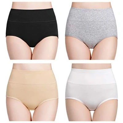 Imagen de wirarpa Bragas Mujer Algodón Talle Alto 4 Pack Multicolor Talla M