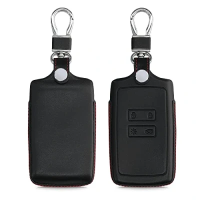 Imagen de kwmobile Funda para Llave de Coche Compatible con Renault Carcasa Cuero Delgada Mando Coches Negro/Rojo