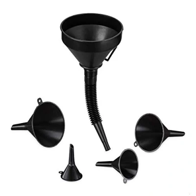 Imagen de Relaxdays 10032592 Juego de embudo universal con manguera y colador, como aceite cocina, color negro
