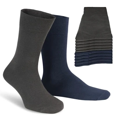 Imagen de Calcetines hombres 47 50 algodón trabajo azul marino gris oscuro Calcetín clásico largos hombre ejecutivos altos tallas XXL 47, 48, 49, Pack de 10