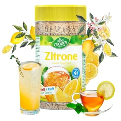 Imagen de King George Bebida de té instantánea limón, 12 x 400 g cítricos y limón con Vitamina C, Paquete económico en Migas, Polvo, refrescant