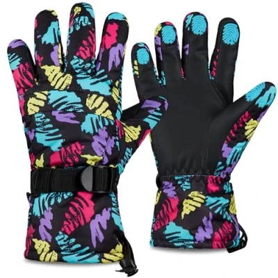 Imagen de CityComfort Guantes de Esquí para Hombre, Térmicos Impermeables Táctiles, Guante Invierno Forrado Cálido Snowboard Nieve Frio L/XL (Multicolor)