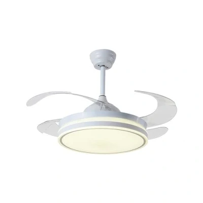 Imagen de Milectric Ventilador de techo con luz LED motor DC 4 aspas retráctiles regulable y 3 tonalidades 6 velocidades control remoto temporizador silencioso bajo consumo (Blanco Mini)