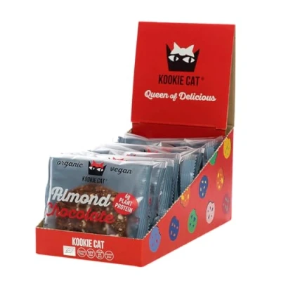 Imagen de Kookie Cat Galletas Veganas de Chocolate y Almendras Individualmente Envueltas. Sin Gluten, Soja, Bio Orgánicas. Avena. Multipack 12 X 50 g